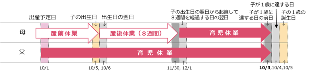 （例3）子が1歳に達する日までの育児休業の取得について